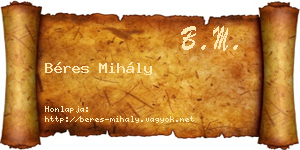 Béres Mihály névjegykártya